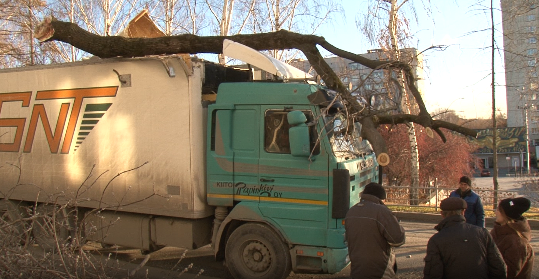 У здания Администрации Нижнего Тагила на грузовой автомобиль упала  массивная ветка (видео) - Все новости Нижнего Тагила и Свердловской области