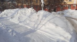заваленный снегом двор