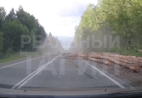 На трассе под Нижним Тагилом брёвна вывалились из лесовоза, как в голливудском триллере (видео) - Было не просто жутко, а очень даже... На трассе под Нижним Тагилом брёвна вывалились из лесовоза, как в голливудском триллере (видео) -
